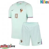 Camiseta Francia Kante #13 Visitante Equipación para niños Mundial 2026 manga corta (+ pantalones cortos)